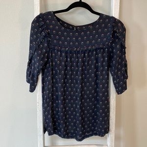 Ann Taylor LOFT | Navy Floral Blouse | Size XS